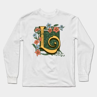 Art Nouveau Letter L, Ornamental Letter L, Art Deco Long Sleeve T-Shirt